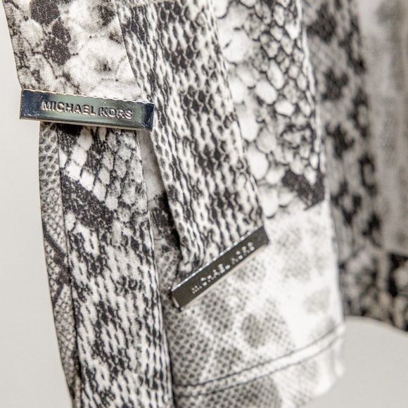 Michael Kors Snakeskin Patchwork Print Belted Dress, Size Large - Picture 5 of 12
